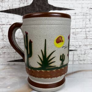 Tonala Pottery Coffee Mug Mexican Stoneware Cactus Desert Southwestern Rustic